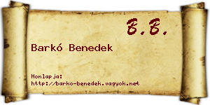 Barkó Benedek névjegykártya
