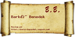Barkó Benedek névjegykártya